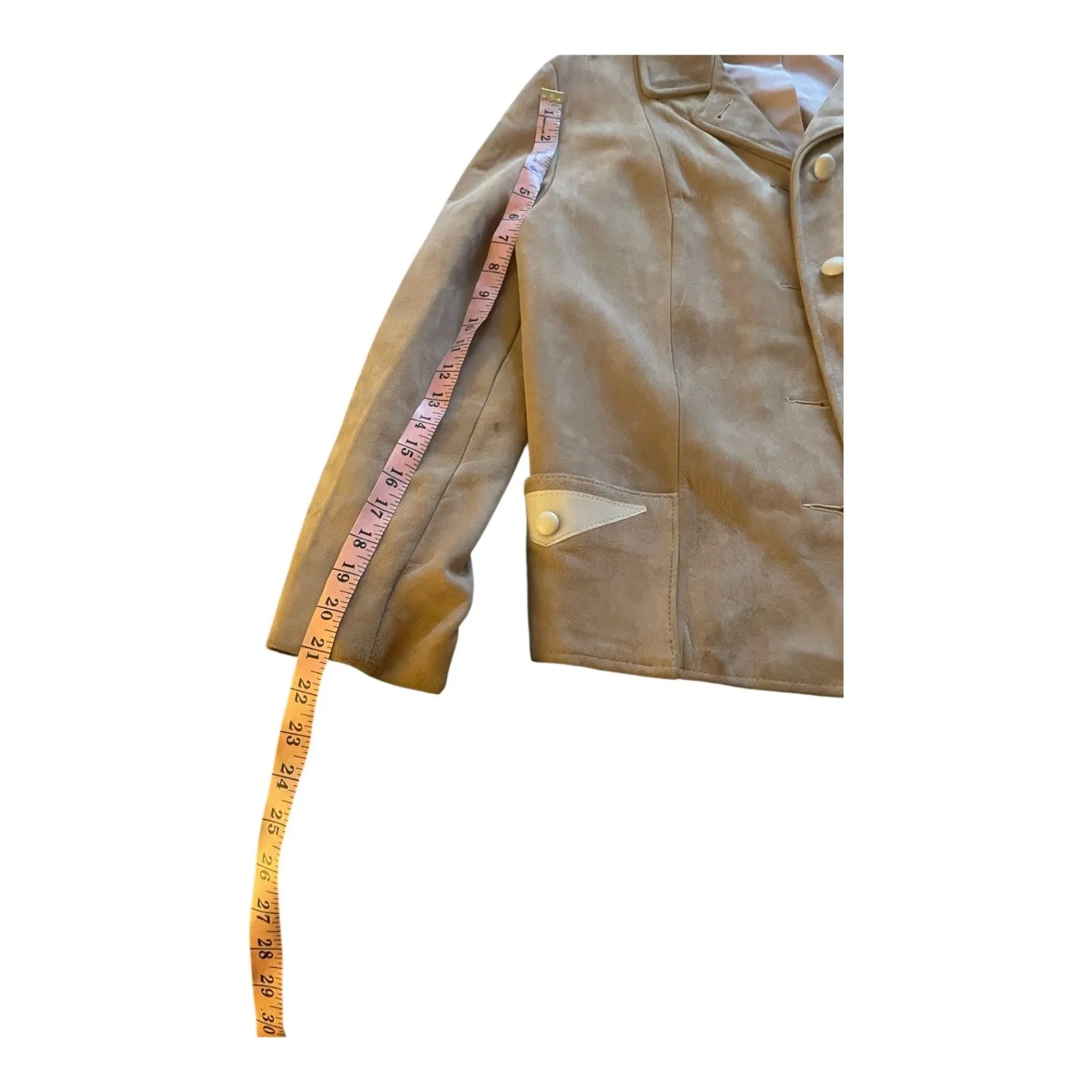 Vintage 60s Highlander Camel Tan Suede Blazer Jacket Womens Preppy Western 12 - Image 12