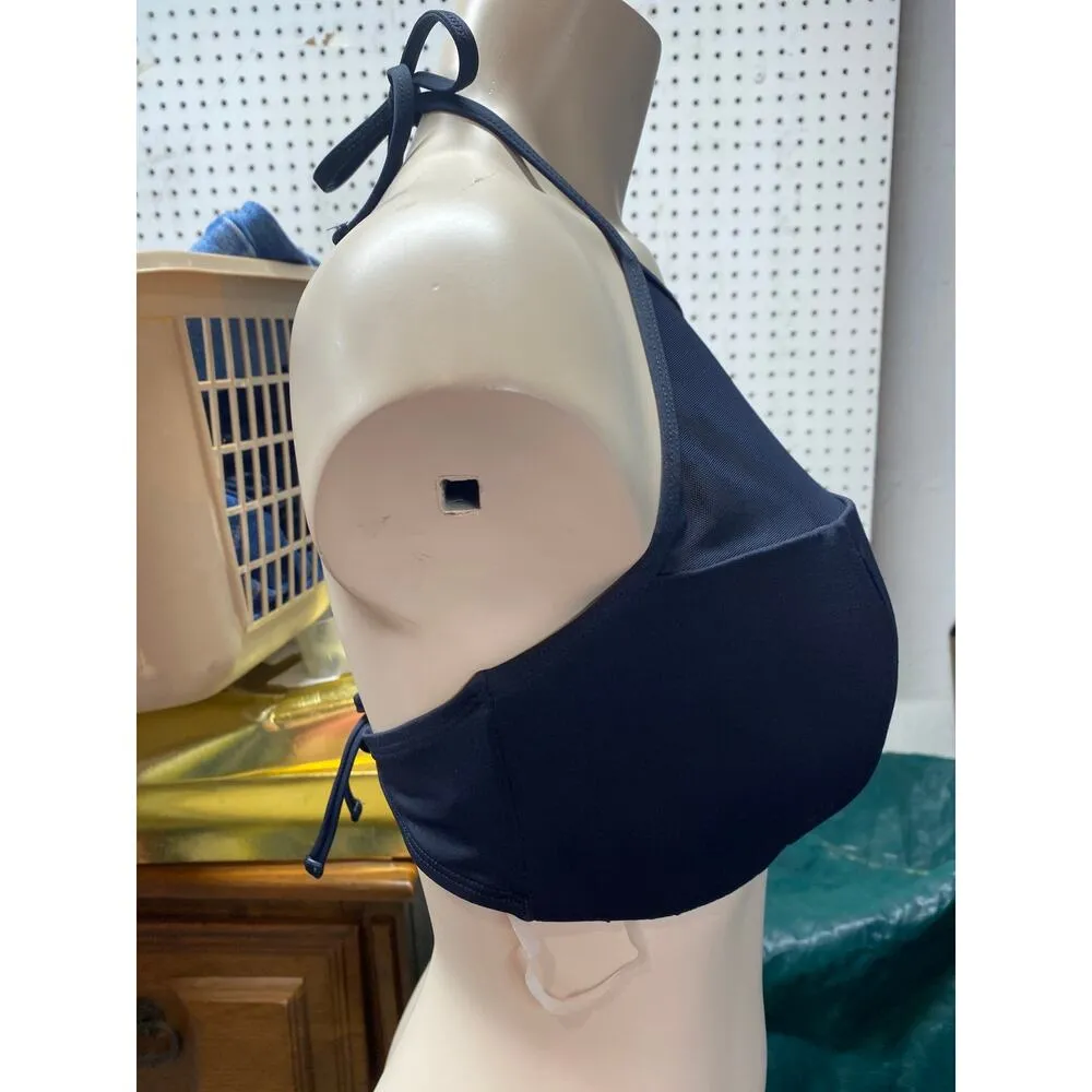 Brand New Swim Systems Women's Size DD Blue Halter Style Bikini Top Swimwear Black - Image 2