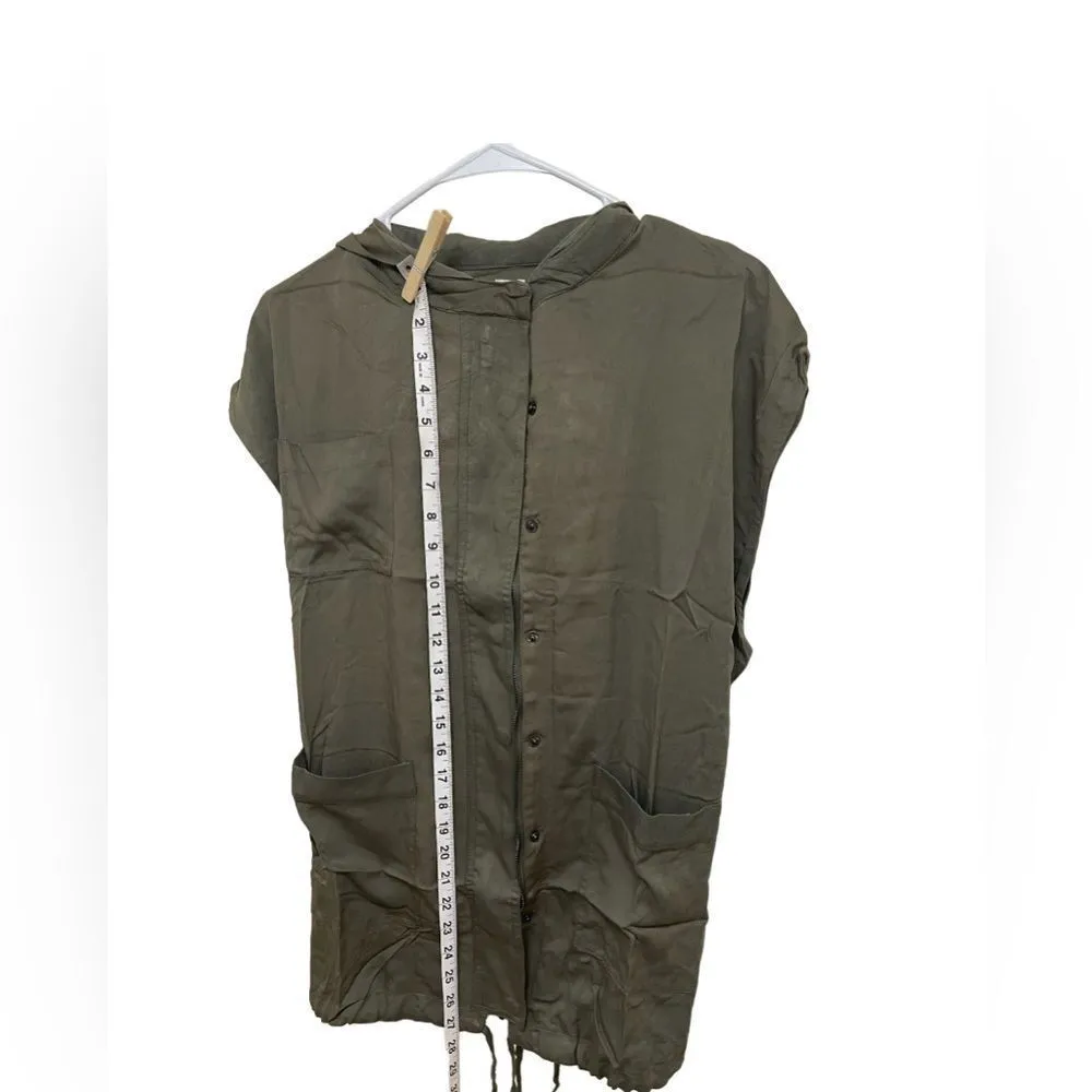 Uniq Distressed Hooded Utility Tunic Jacket Green Size L - Image 5