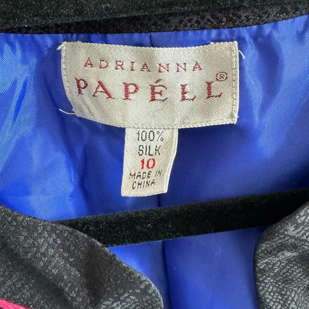 Vintage Adrianna Papell Vintage Silk Colorful Striped Blazer Size 10 Medium - Image 4