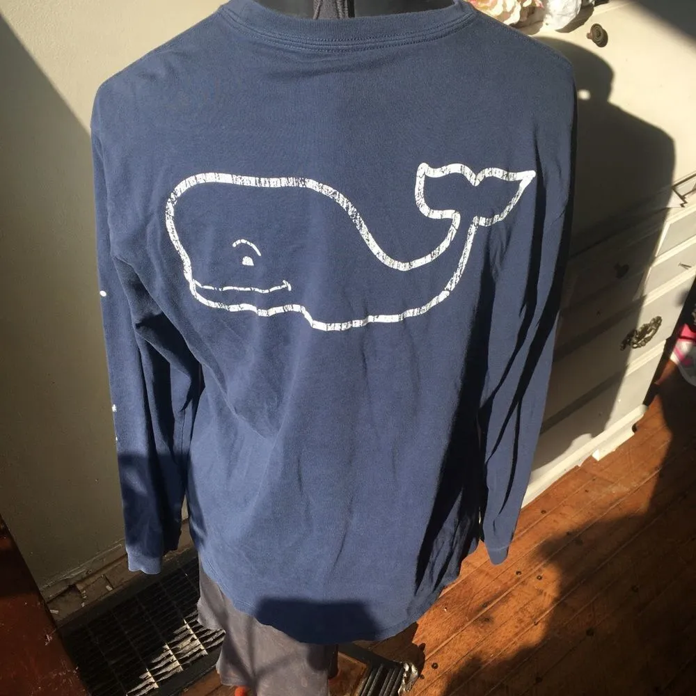 Vineyard Vines navy whale outline long sleeve top - Image 2