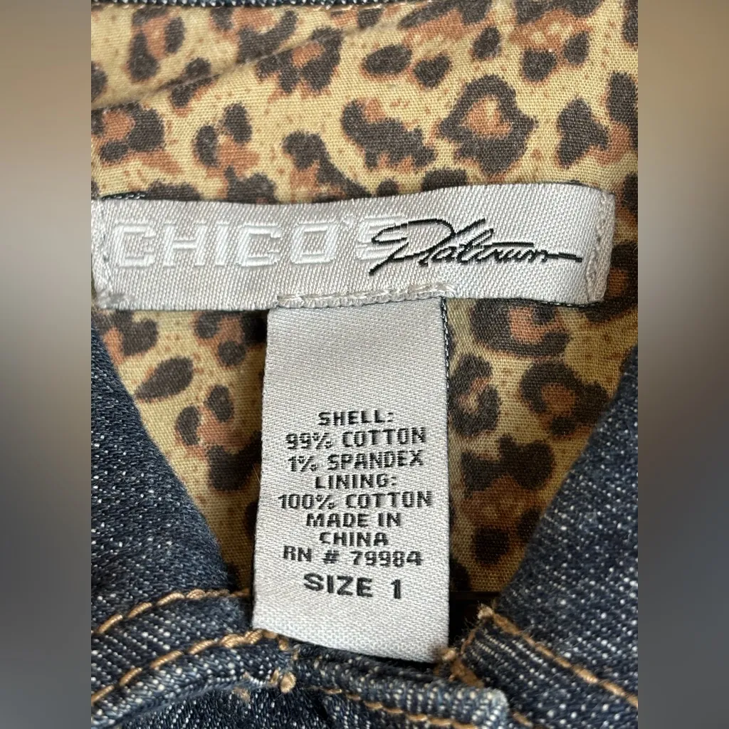 Chico’s Denim Woman’s Dark-washed Casual Outerwear Jean Jacket Size 1 (Medium) - Image 3