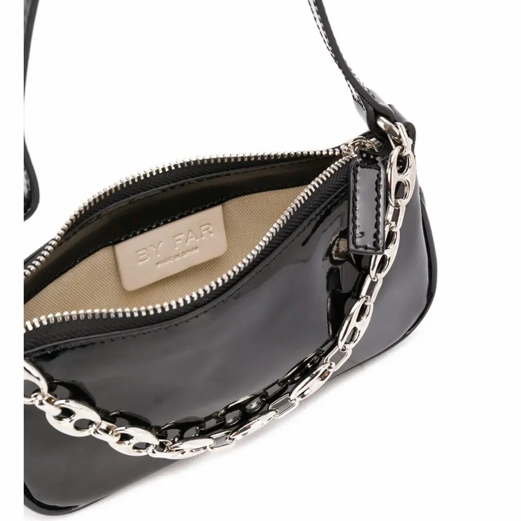 BY FAR Black Patent Leather Mini Rachel Handbag - Image 3