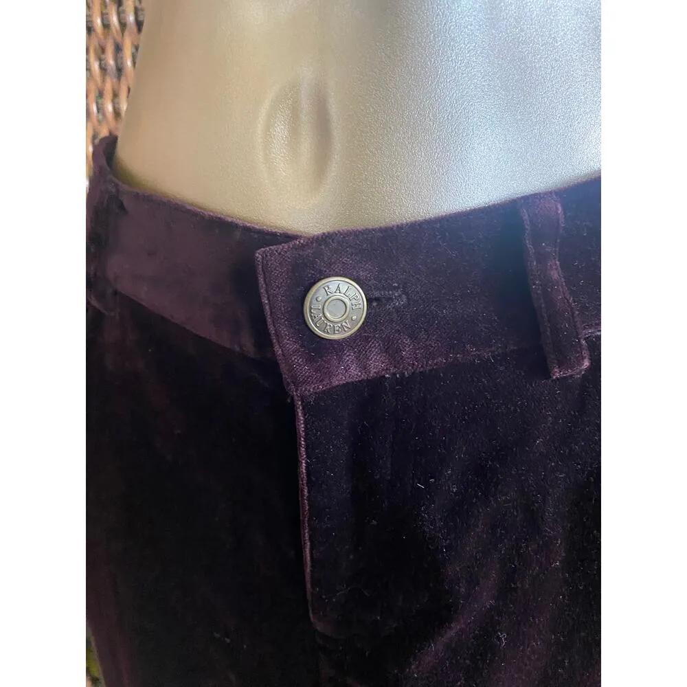 Size S//Ralph Lauren Black Label Wine Merlot Red Velvet Pants - Image 4