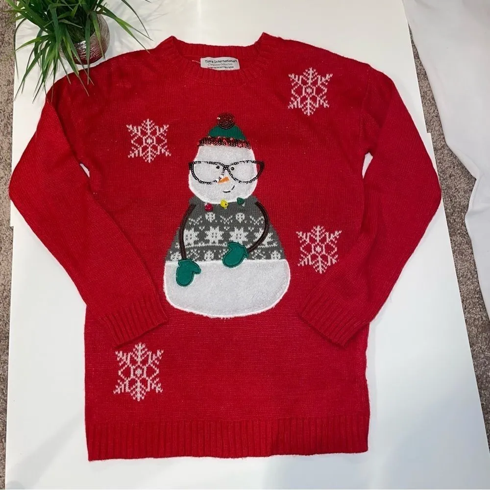 Adorable Vintage Christmas 3d snowman ☃️ holiday sweater Tiara International - Image 6