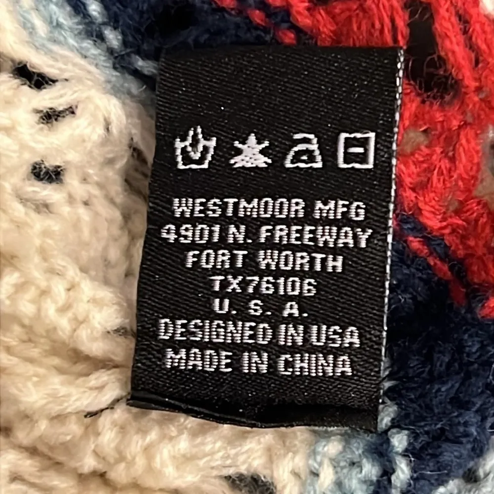 Rock & Roll Denim Pointelle knit pullover hoodie sweater, sz S,striped,scalloped Blue - Image 10