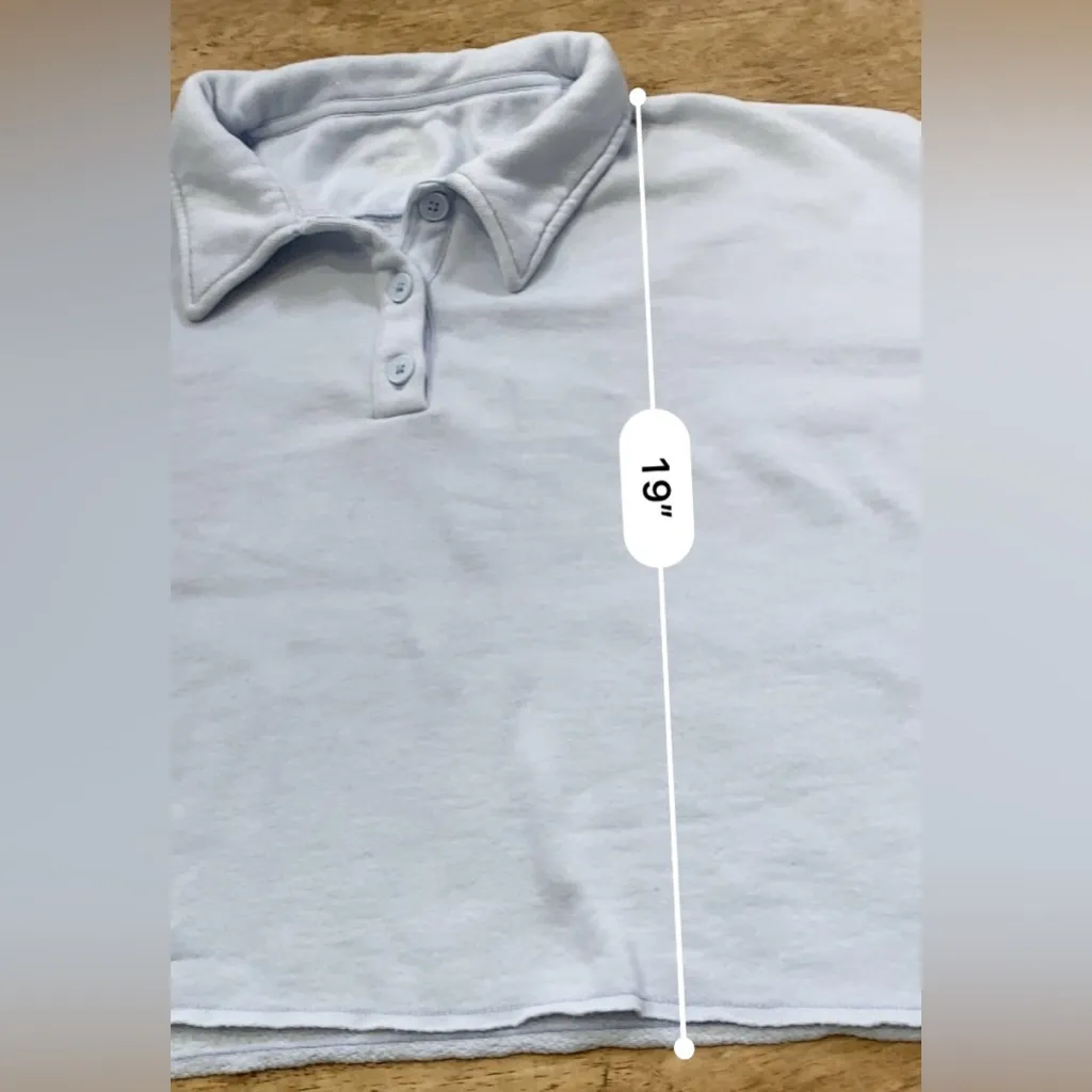 Aerie Fleece Of Mind‎ Women’s Large Sunset Blue Cropped Polo Sweatshirt - Image 12