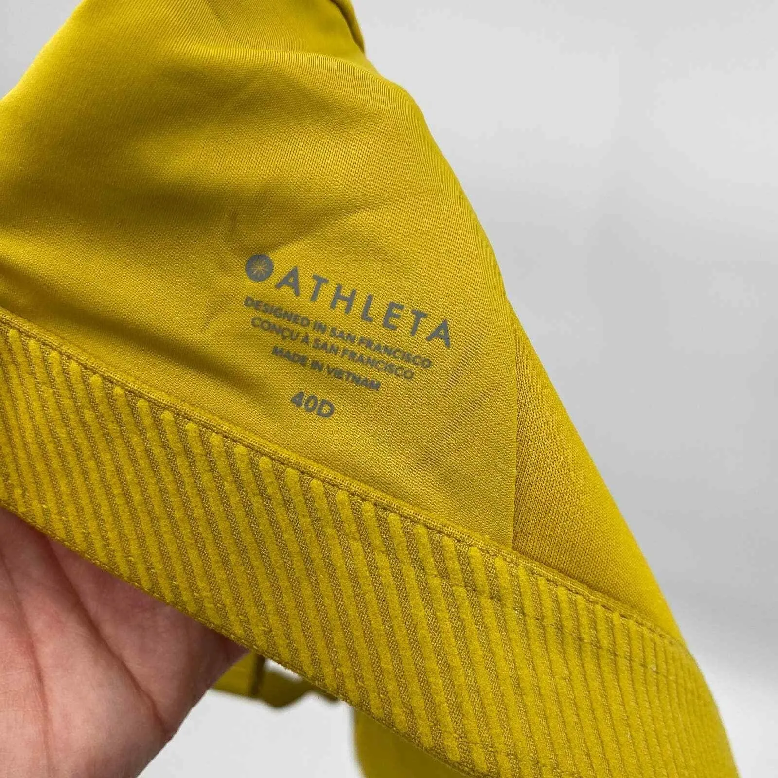 Athleta Advance Sports Bra B-G Women 40D Chartreuse Yellow Nylon Padded Cups NEW - Image 6