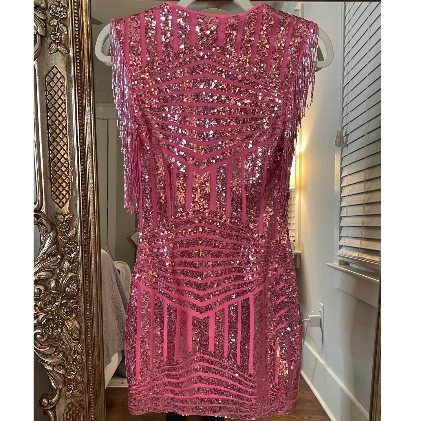 superdown Pink Sequin Midi Dress - Image 4