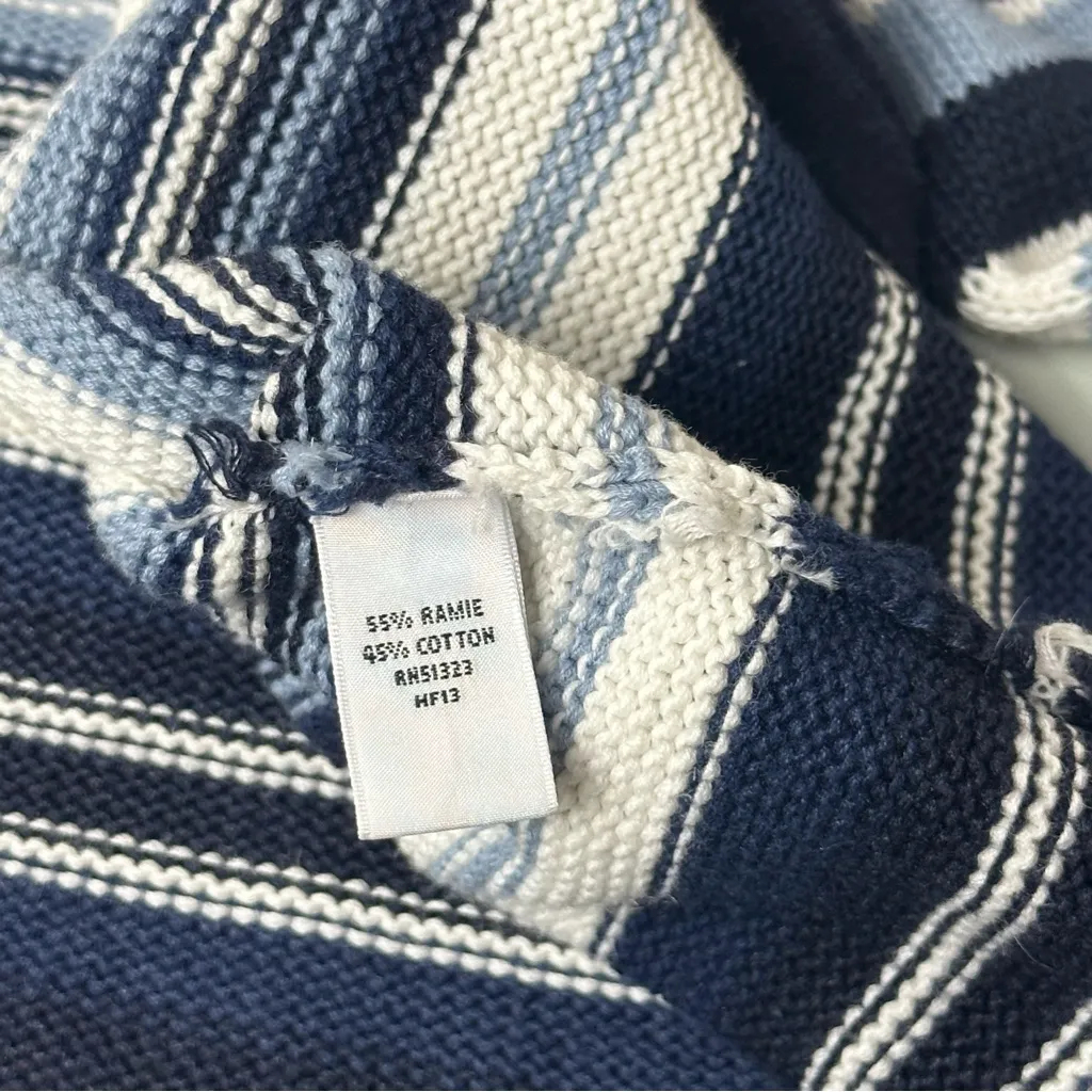 Vintage Y2K Striped Ramie Cotton Cottagecore Cardigan Toggle Hook & Loop Size M - Image 7