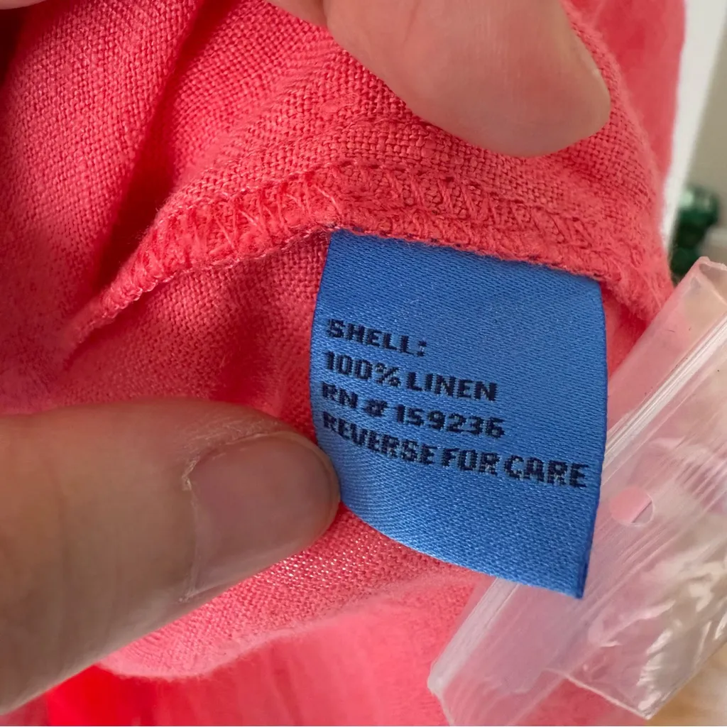 J. Mclaughlin Nylee Linen Mini Dress 3/4 sleeve Pockets Coral Rose Pink XSmall - Image 5