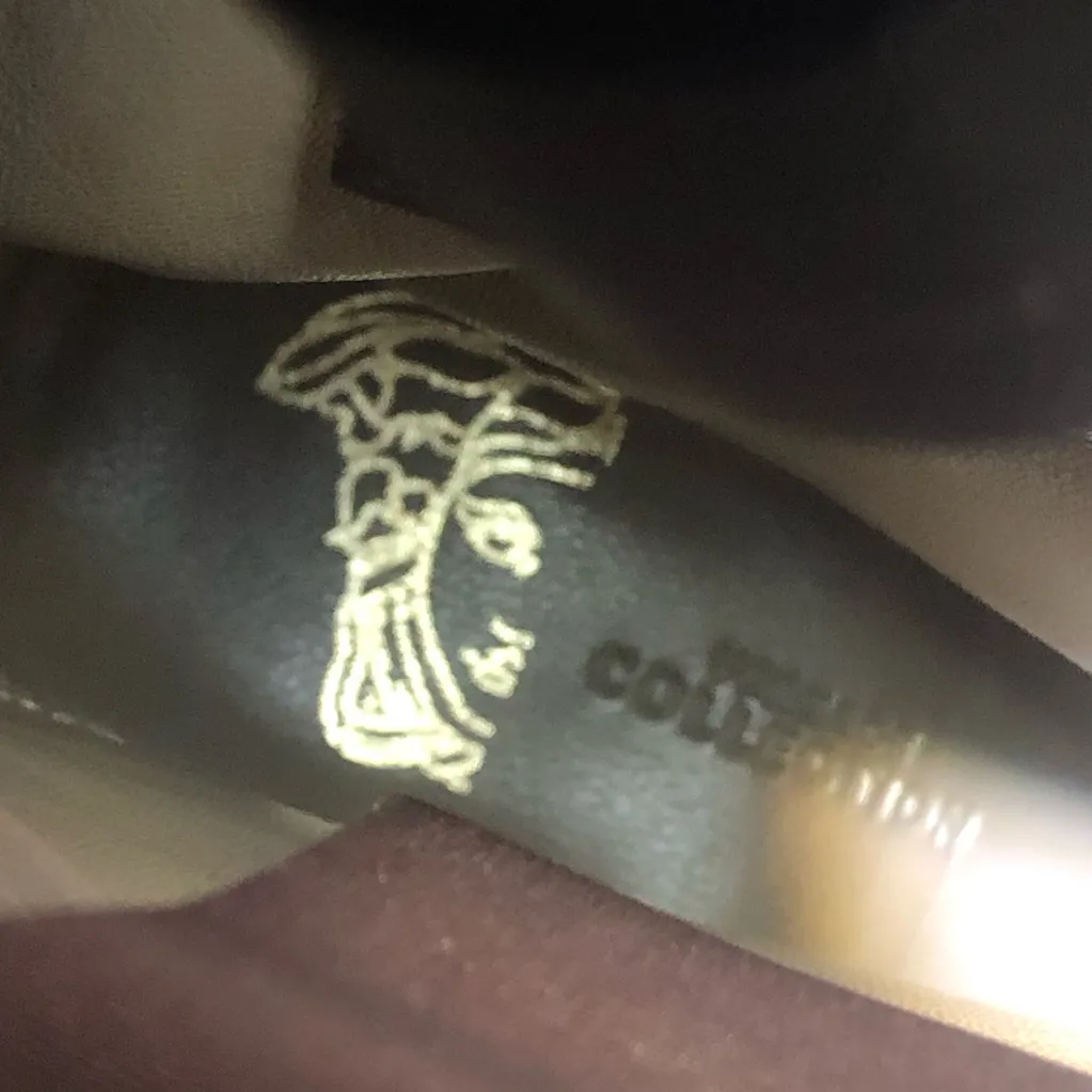 Versace collection women’s boots Moto boot pink embossed size 36 - Image 11