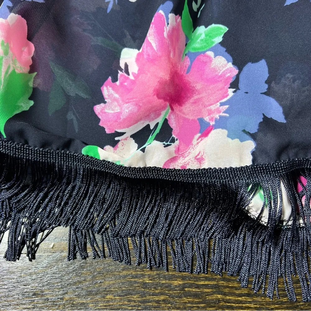 NWT Dressbarn Navy Blue Floral Kimono Cardigan - Image 4