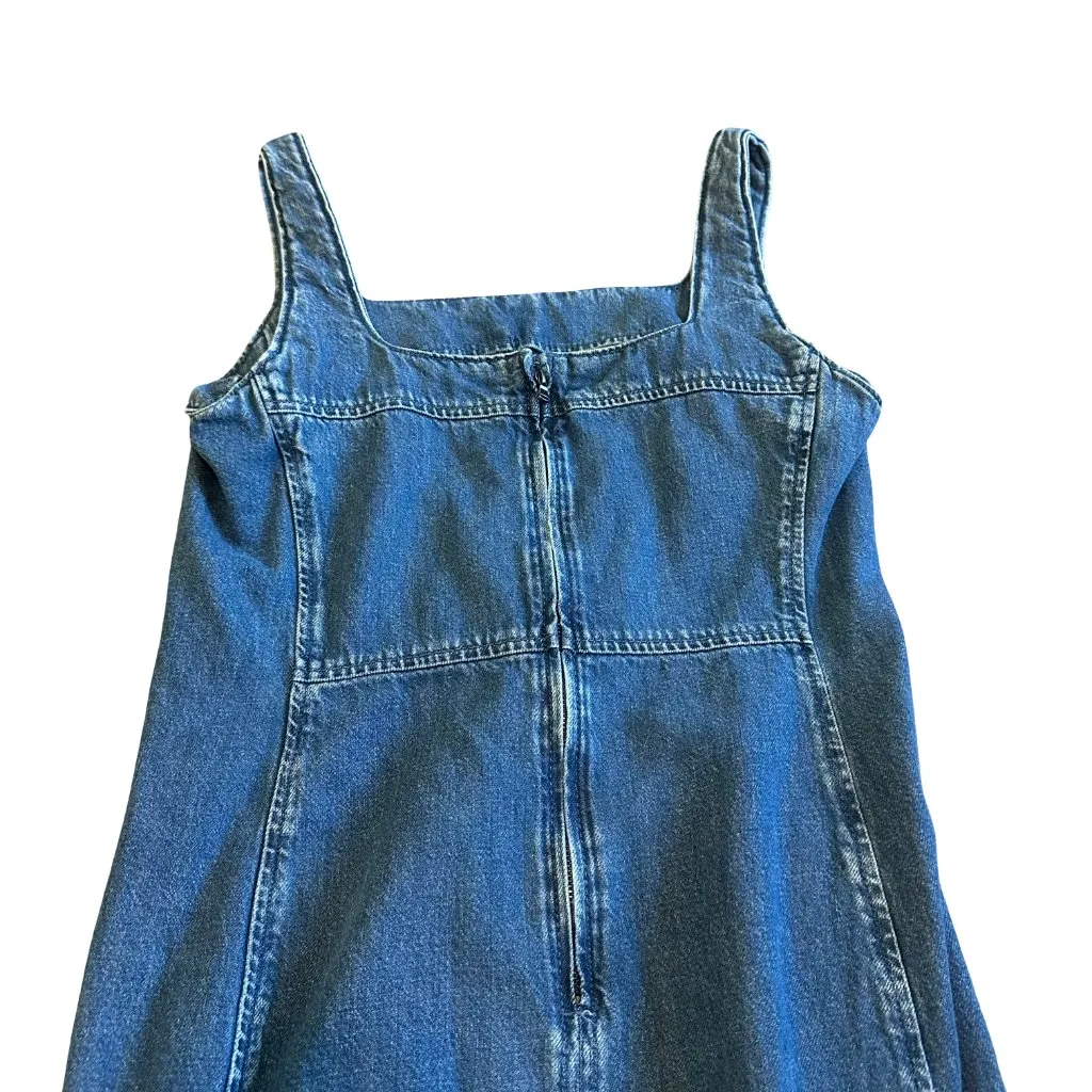 Ann Taylor Loft Denim Jumper Dress Sleeveless Layering High Slit Size 8 Women's - Image 9