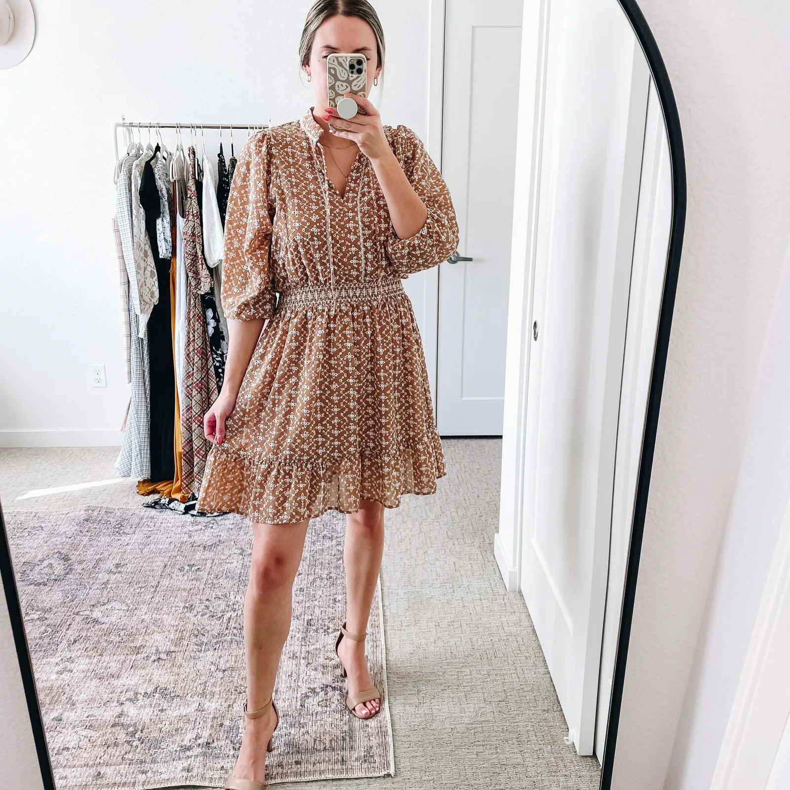 Shoshanna Neutral Tan Embroidered Mini Dress - Image 5