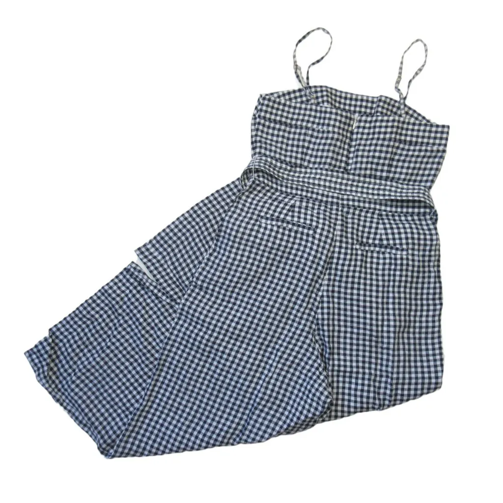 NWT J.Crew Tie-waist Linen Jumpsuit in Navy White Gingham Belted 1-Piece 4 - Image 11