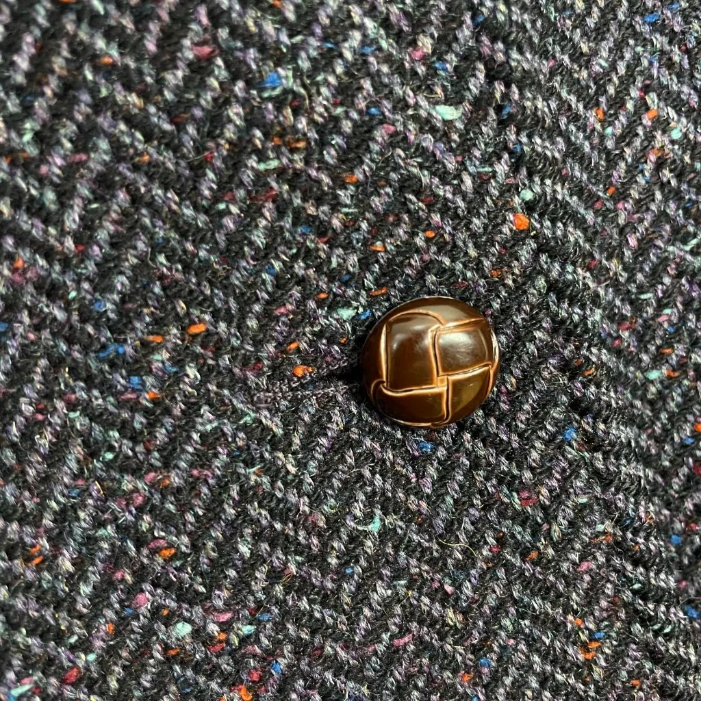 Vintage Wool Coat Tweed Batwing‎ Sleeve Car Coat Women Herringbone Retro Brown - Image 15