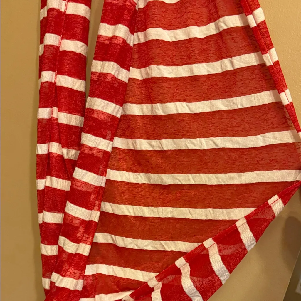 Red and White Striped Scarf - Image 2