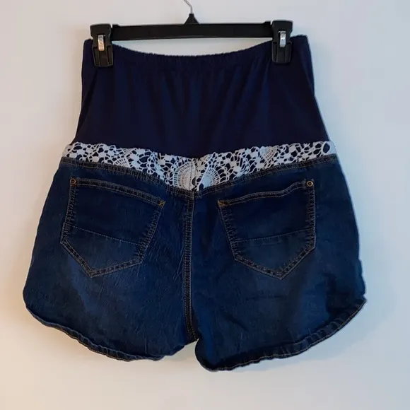 Lace Dark Blue Over the Belly Shorts Size M - Image 2