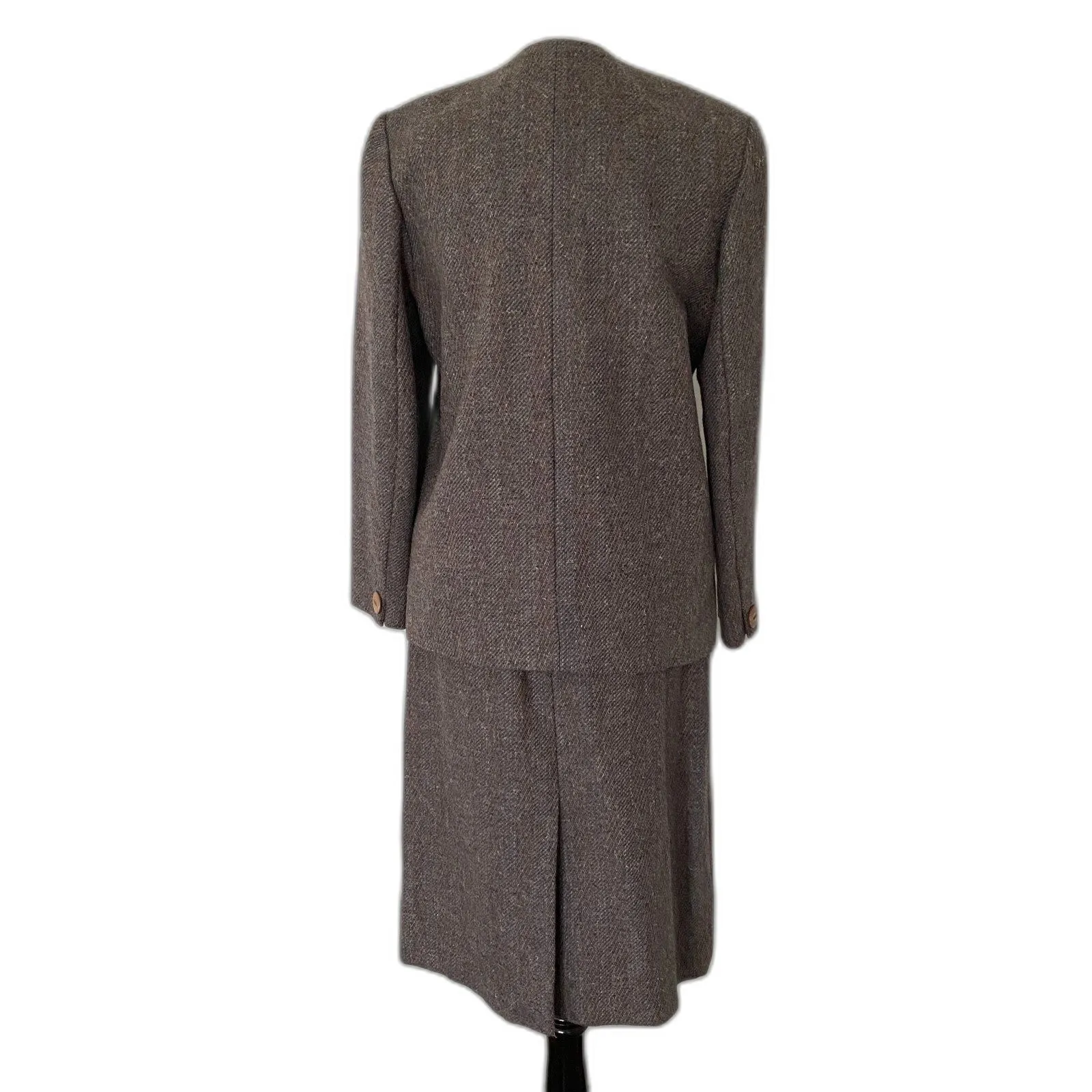 Vintage Reed Roberts Brown Wool Suit Jacket Skirt Lined Tailored Set Sz 10 - Image 2