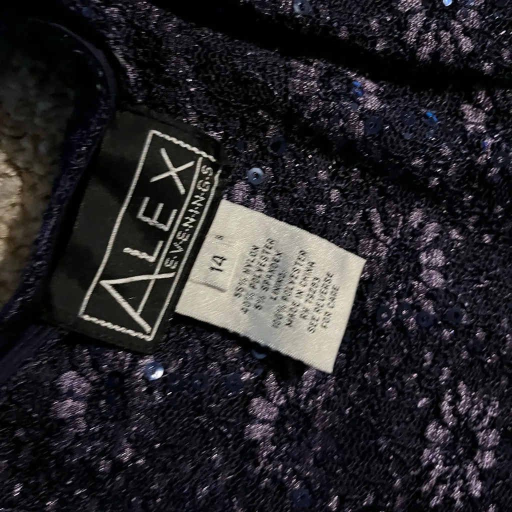 Navy blue floral lace sparkle midi dress with lace cardigan set never worn - Image 9