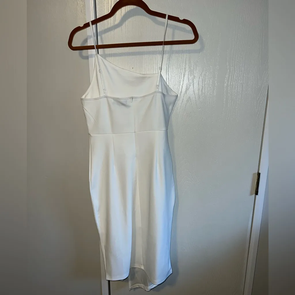 NWT Asymmetrical White Dress with Slit Size Medium - Image 3