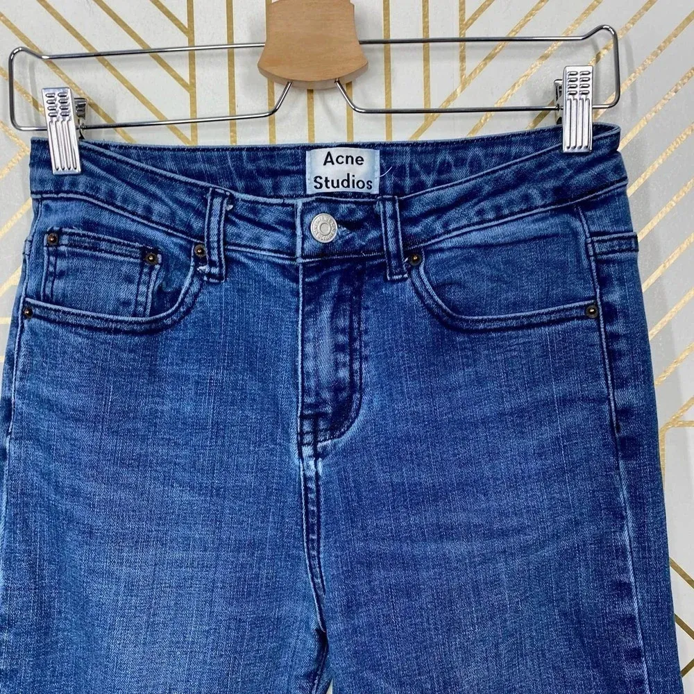 Acne Studios Jeans Skinny Straight High Rise Medium Wash Denim Blue Size 28 - Image 2