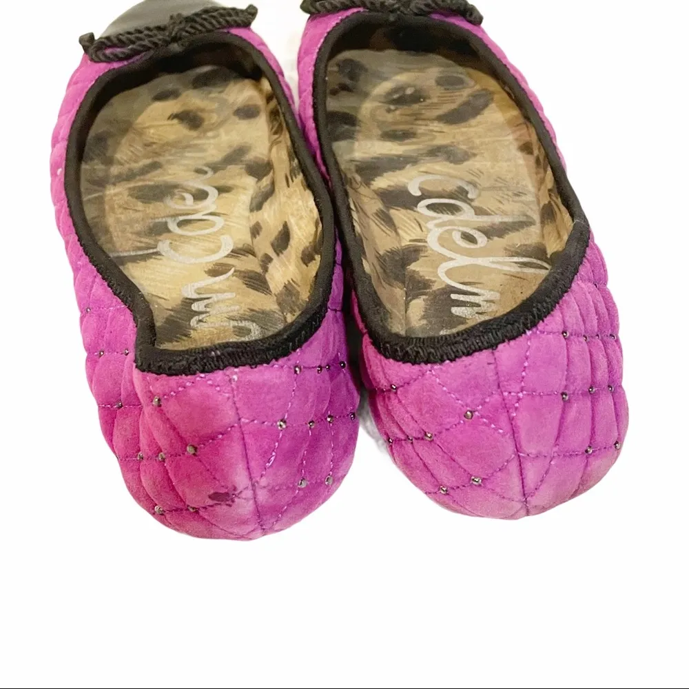 Sam Edelman Size 7.5 Purple Black Quilted Calypso Bow Ballet Flat - Image 4