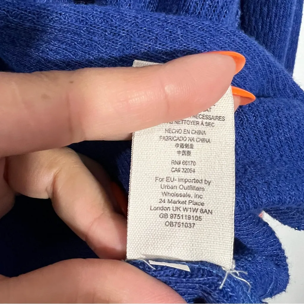 Free People We the Free Royal Blue Rainbow Embroidered Thermal Top Size Medium‎ - Image 5