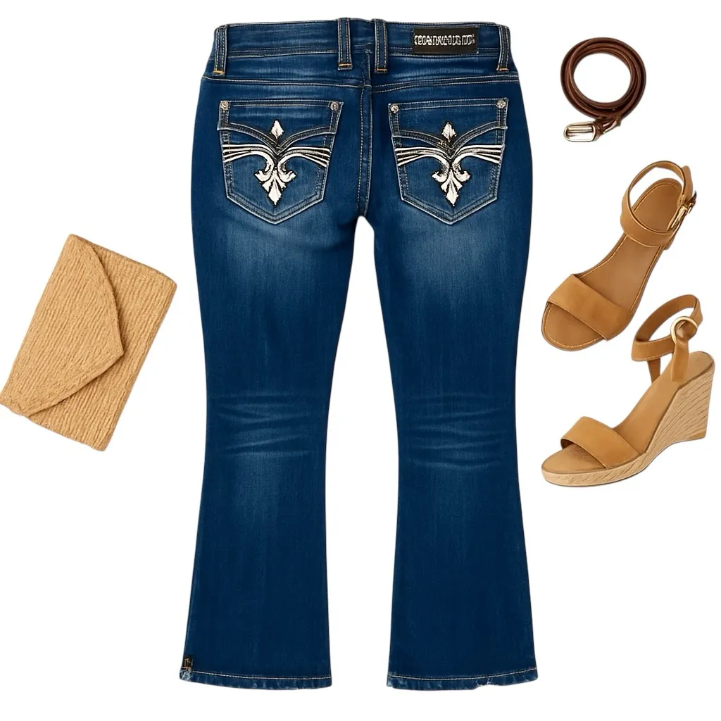 Rock Revival Noelle Bootcut Jeans Size 30 Distressed Embellished Y2K Flaws GUC - Image 2