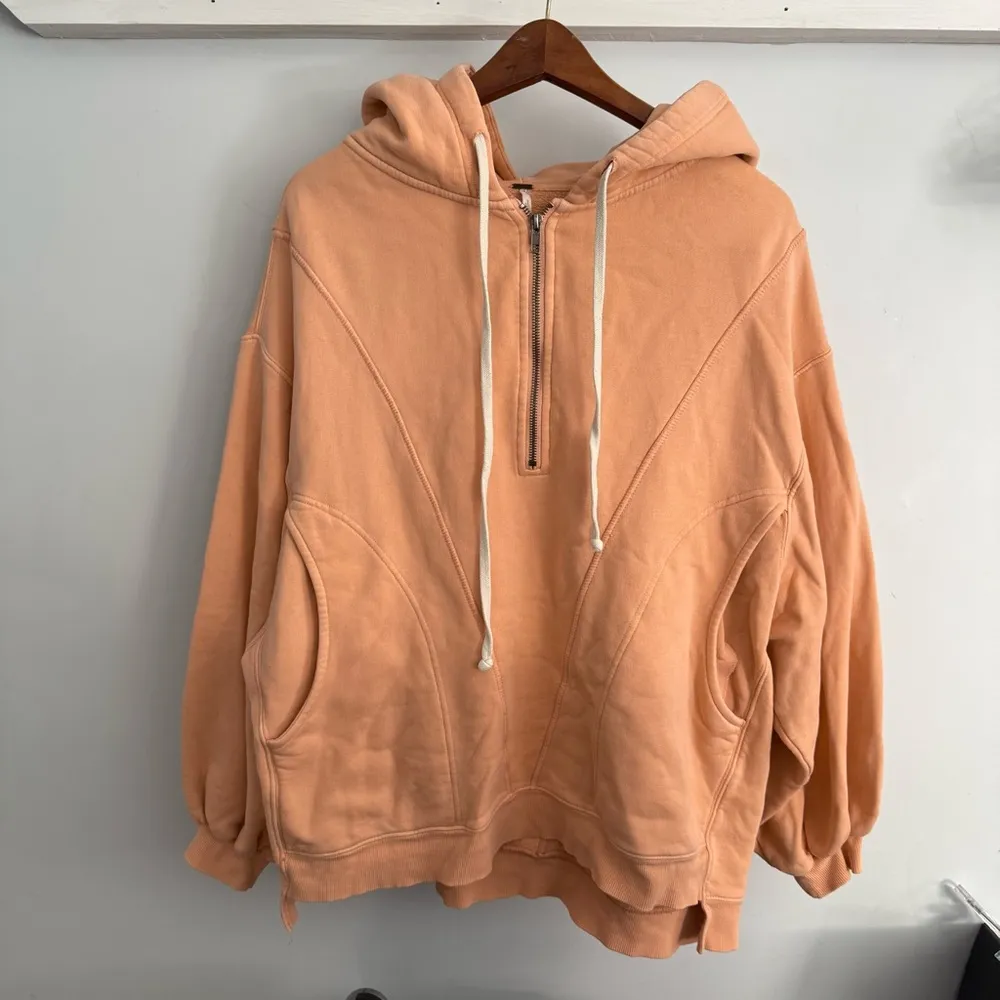 Free People oversized High Road Pullover‎ size Small quarter-zip hoodie pink - Image 3