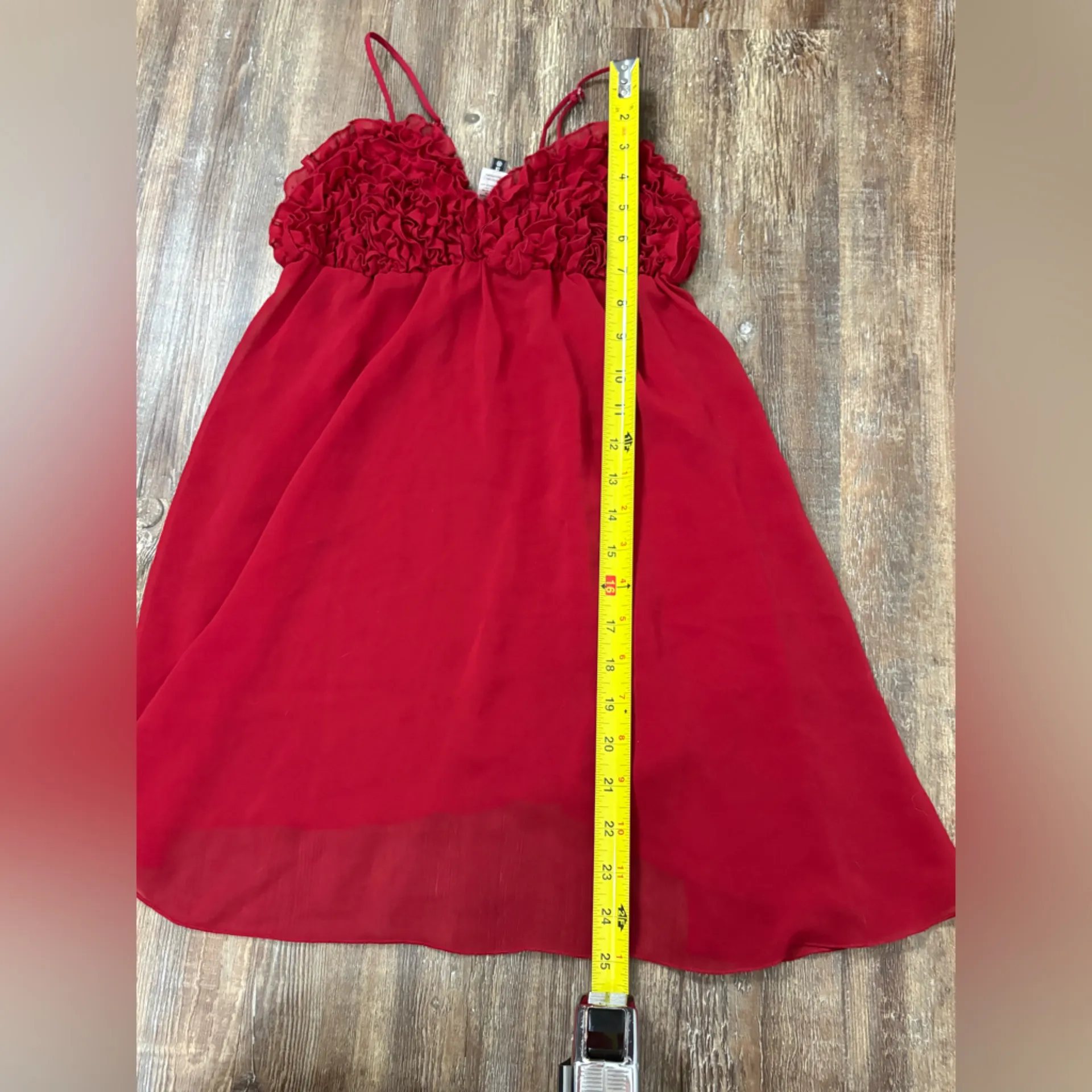 Rampage Y2K Ruffle Rose Red Slip Lace Dress Large Coquette Valentines Babydoll - Image 7