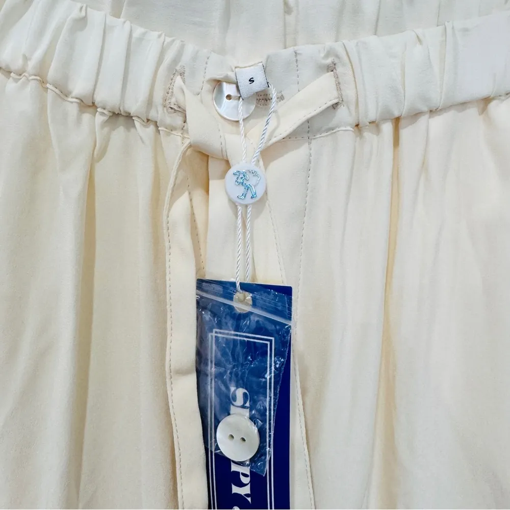 Sleepy Jones Bettina 100% Silk Charmeuse Cream Wide - Image 4