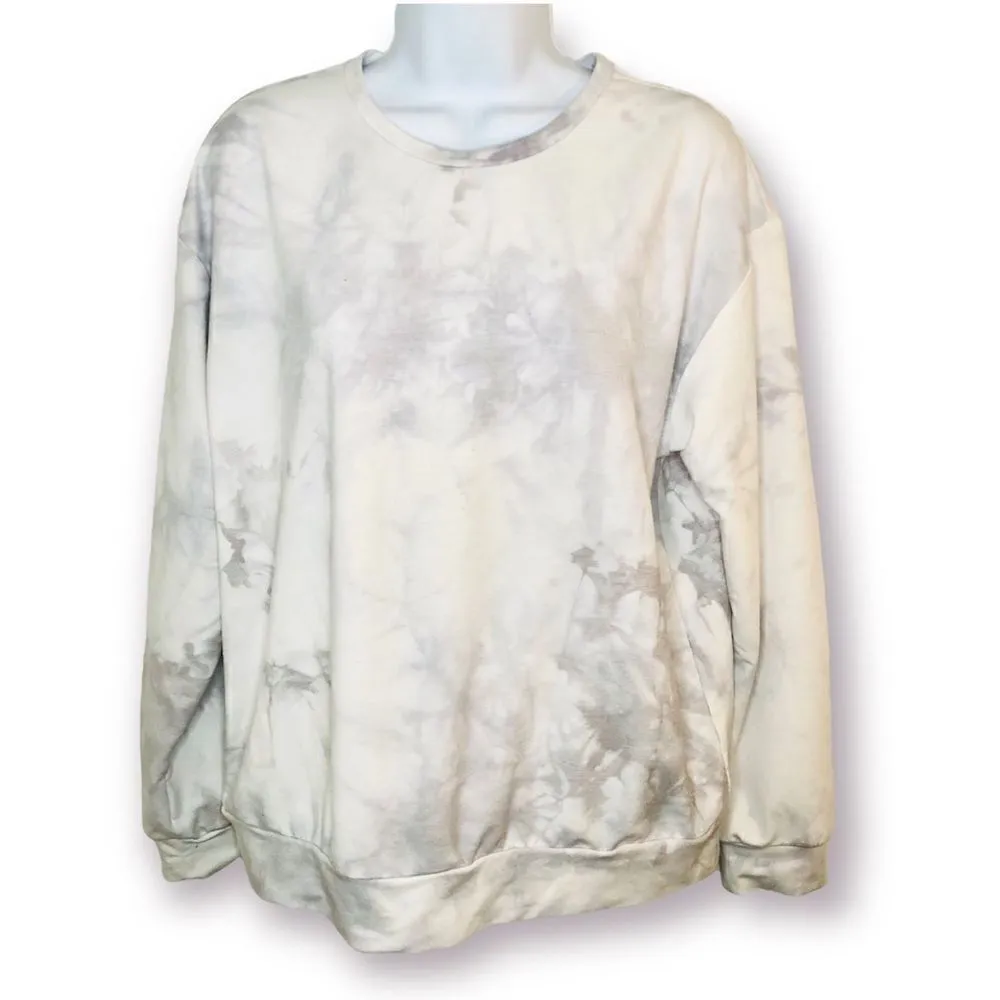 Melloday Tie Dye Sweatshirt Long Sleeves Lavender Gray White L - Image 2