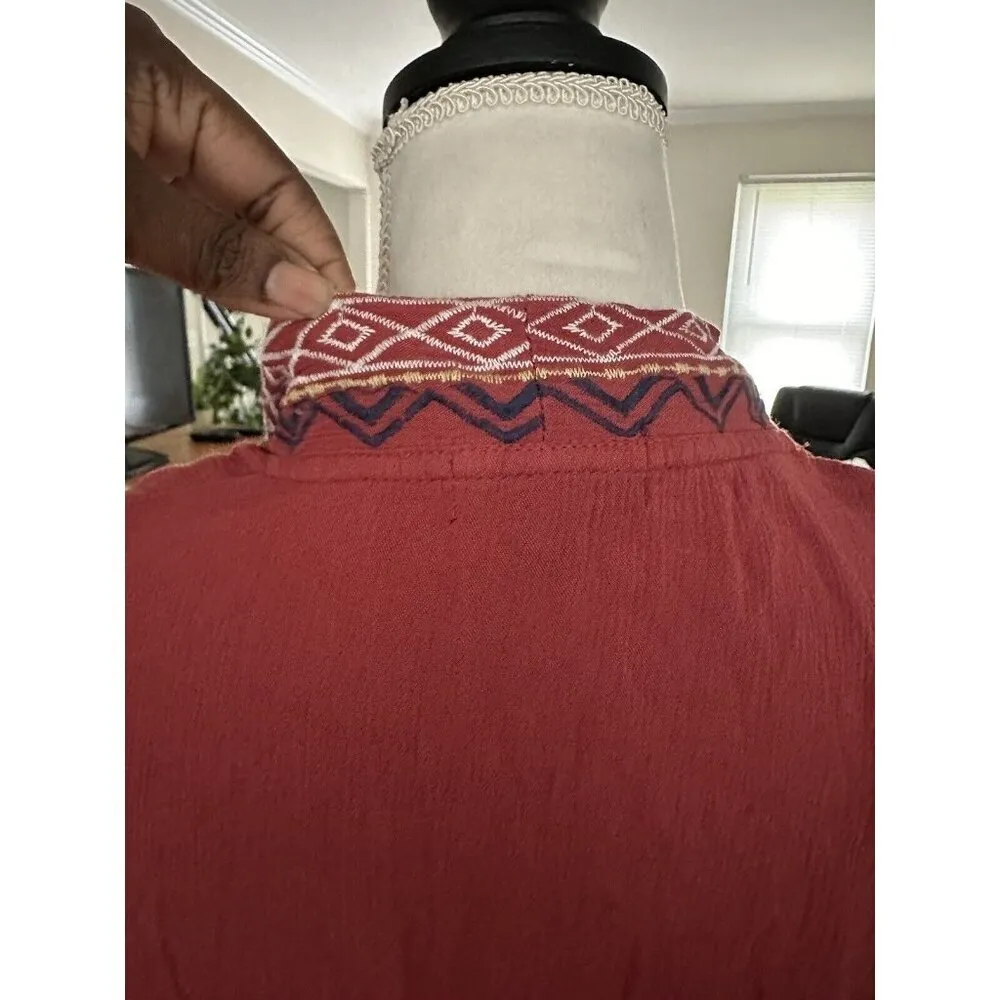 Artesia Embroidered Open Cardigan Kimono Swim Cover Up Size XL Lightweight Red - Image 4