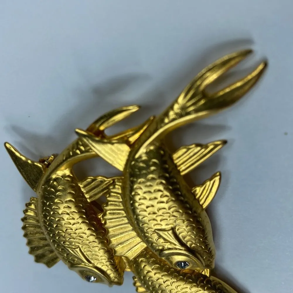 Premier Designs Womens Three Fish Brooch Fins Rhinestone Eyes Textured Details - Image 8