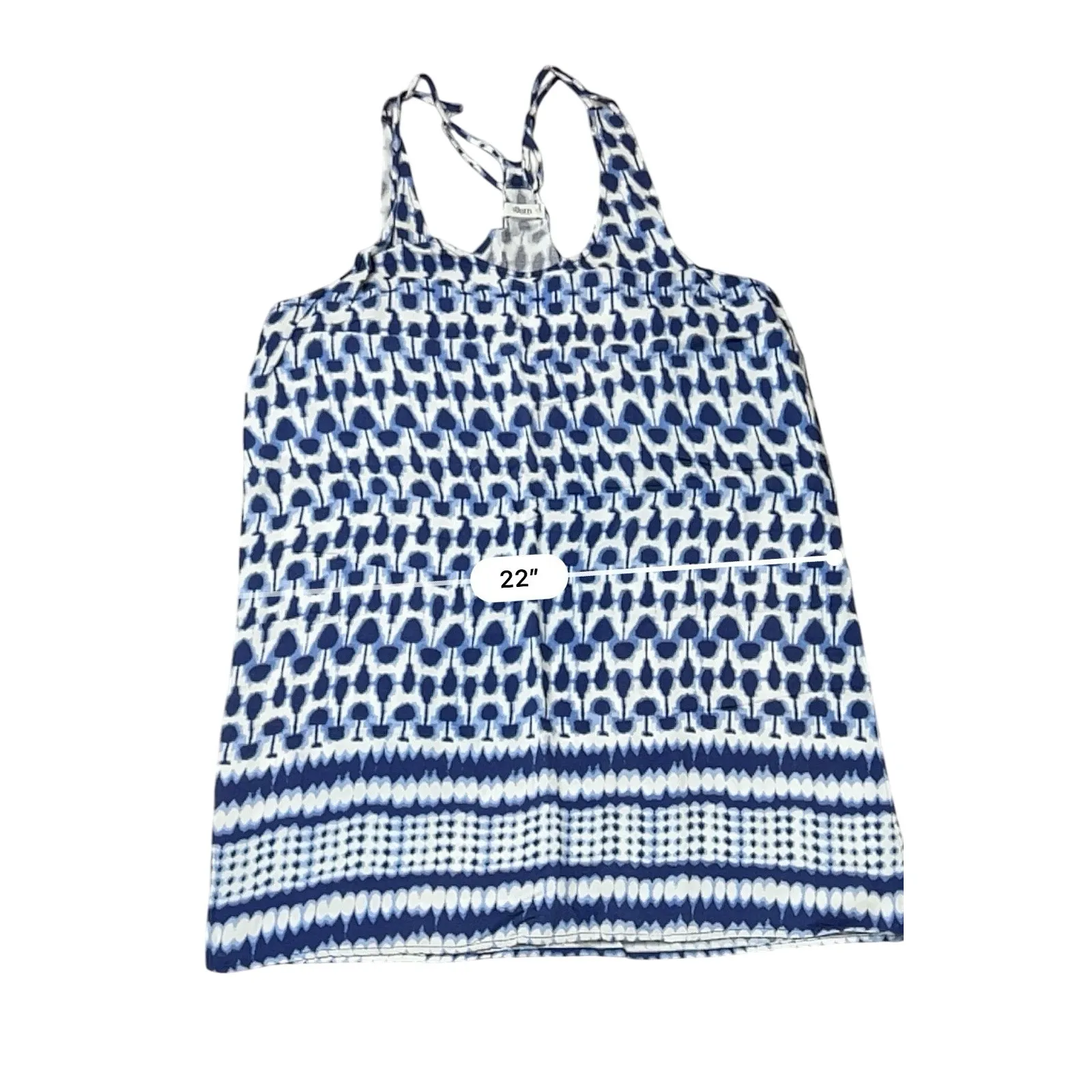 Glam Racerback Ikat Swim Coverup Dress LARGE‎ Blue White Coastal Bohemian - Image 7