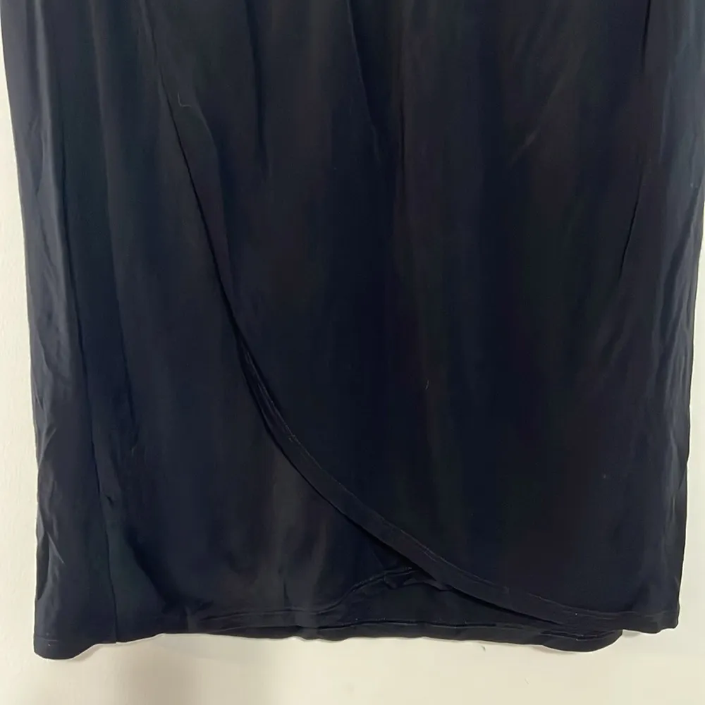 Theory Mini Skirt Black Size Medium Front Wrap Style Slit - Image 3