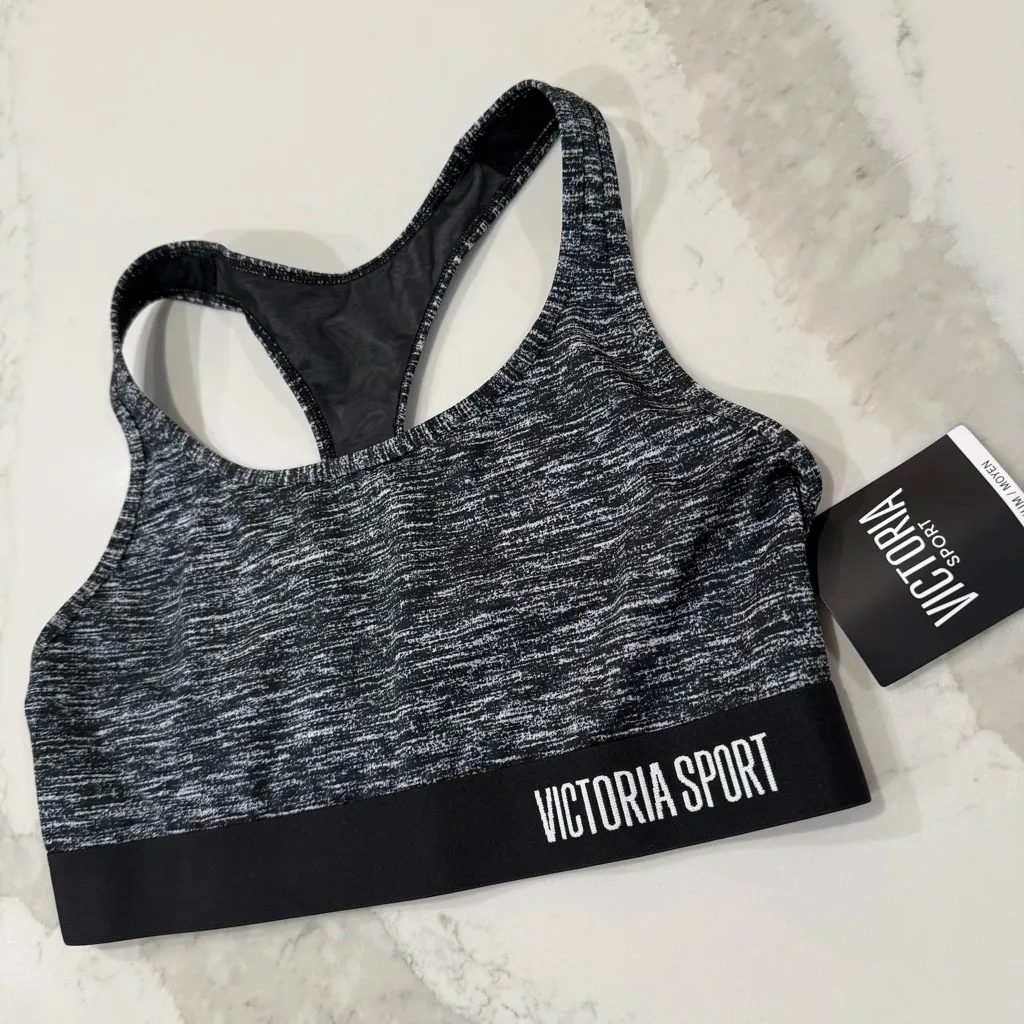 Victoria Secret Sport NWT The Player Sports Bra Women’s Medium Static Gray Gym - Image 2