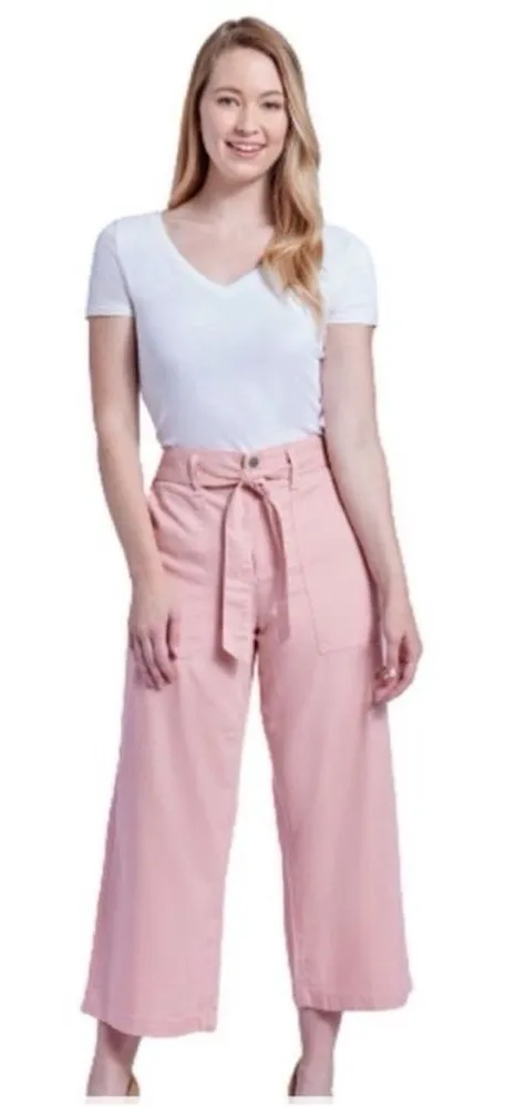 SEVEN7 Pants Wide Leg Cropped Mellow Rose Belted Size 12 NEW NWT - Image 1