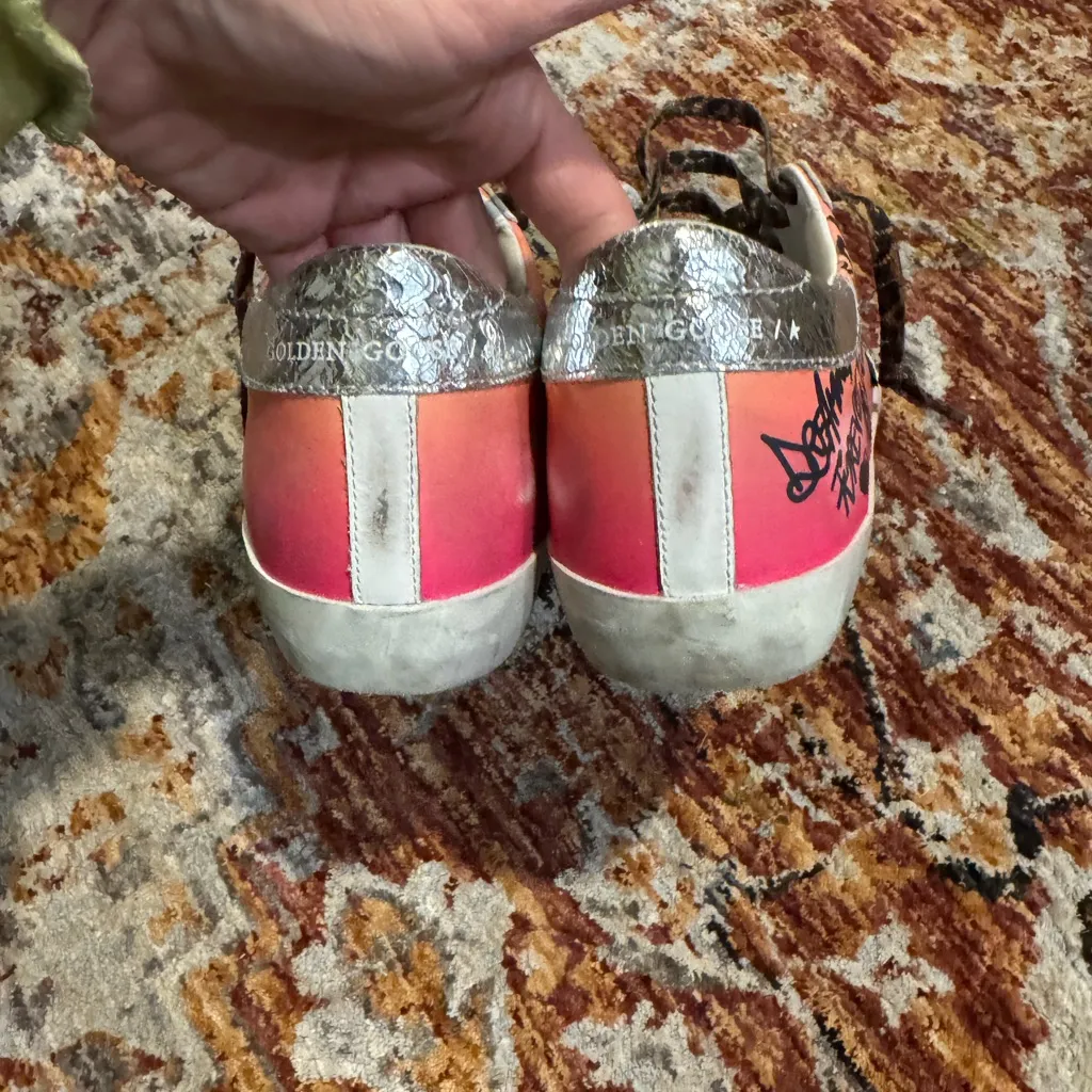 GOLDEN GOOSE Women's Graffiti Pink and Blue Sneakers 8 - Image 8