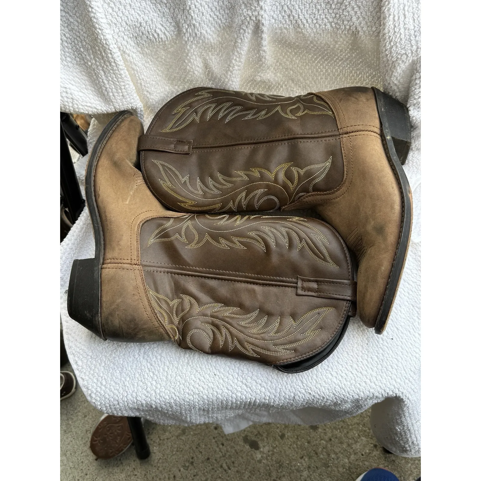 Laredo Brown Leather Pull‎ On Western Boots Women's Size 10 Lea Vamp Fox - Image 2