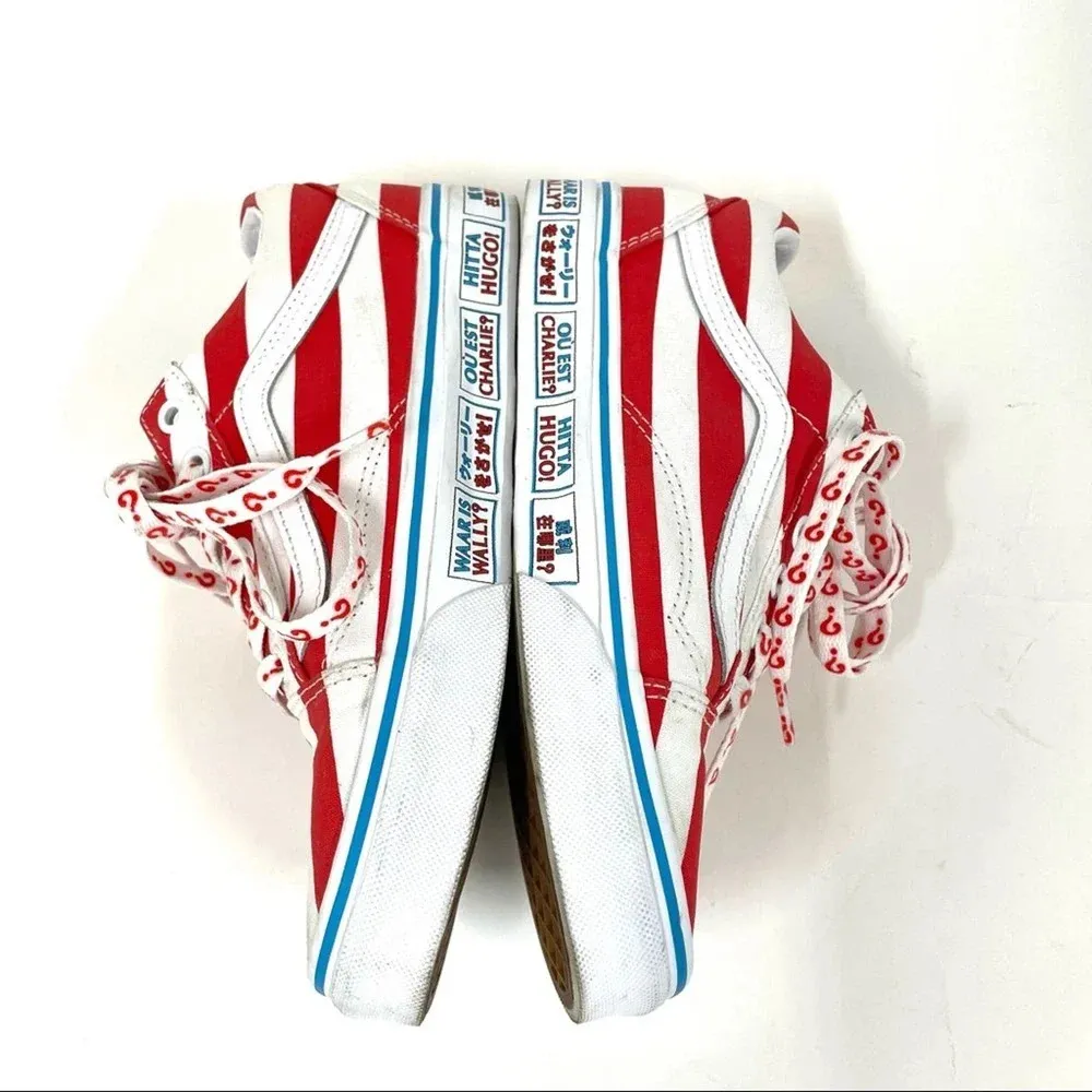 Vans  x Where’s Waldo ? Red White Old Skool Textile Low Top Size 7 - Image 4