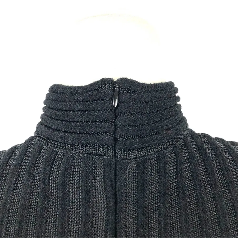 L'AGENCE Edita Ribbed Turtleneck Long Sleeve Dress In Black Size Small - Image 11