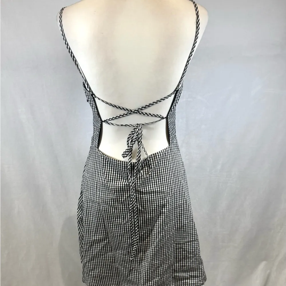 Gingham square neck backless sundress size large - Image 4