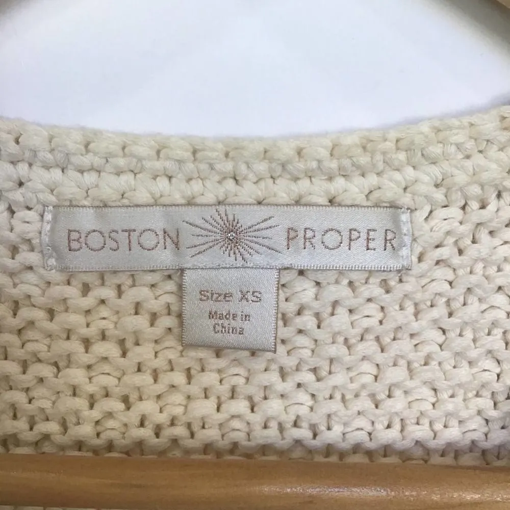 BOSTON PROPER Cotton Jacket Cream Knit XS - Image 4