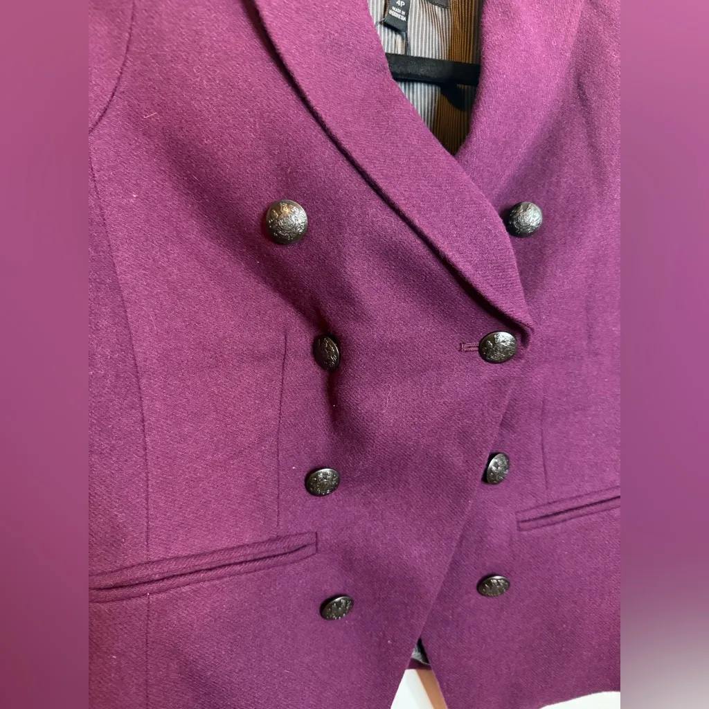 Banana Republic Plum Purple Wool Military Blazer - Image 5