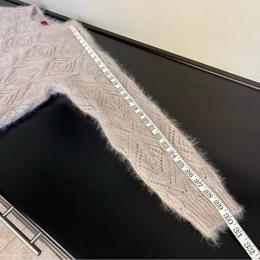 Fuzzy sweater Red by BKE Rainbow Shimmer Pointelle , soft, cropped, XL - Image 13