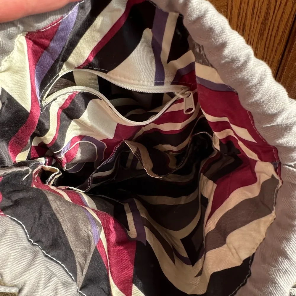 Cinch Drawstring Backpack~Gray Canvas~Mergebags Gray - Image 6