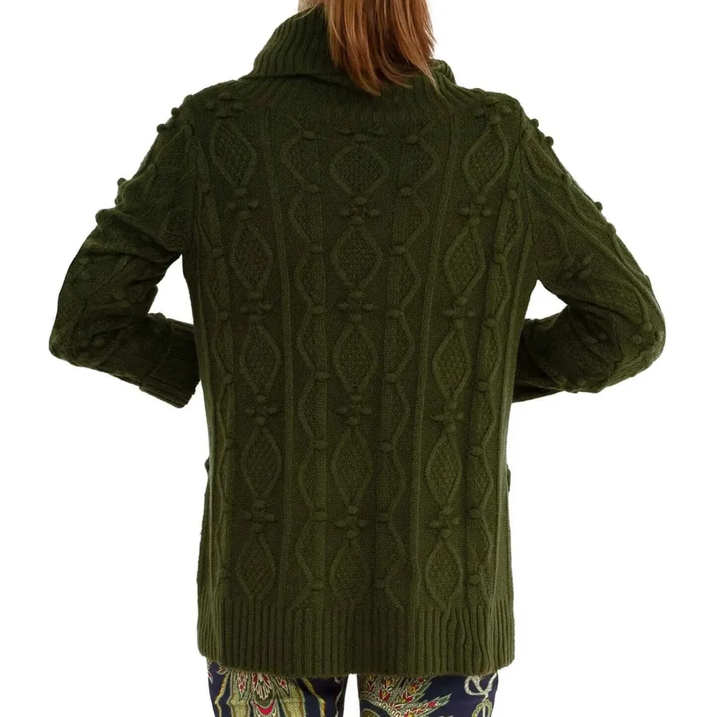 NWT Gretchen Scott Knot Enough Chunky Cable Knit Sweater Olive Green Women’s XS - Image 3